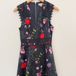 🌸 Ted Baker Floral Skater Dress – Size 1 (US 4) – Sleeveless